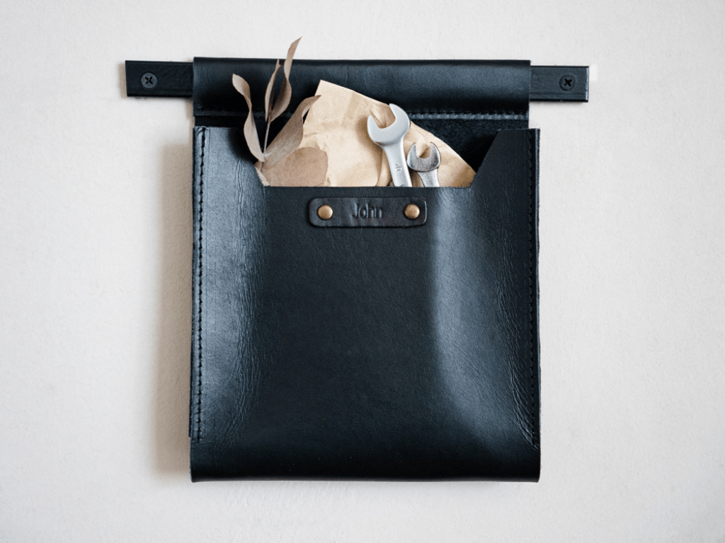 Small Leather Wall Pocket OrganizerBlackGaucholife