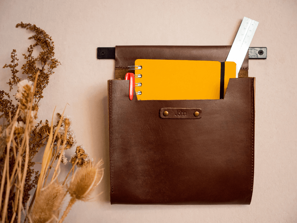 Medium Leather Wall Pocket OrganizerBrownGaucholife