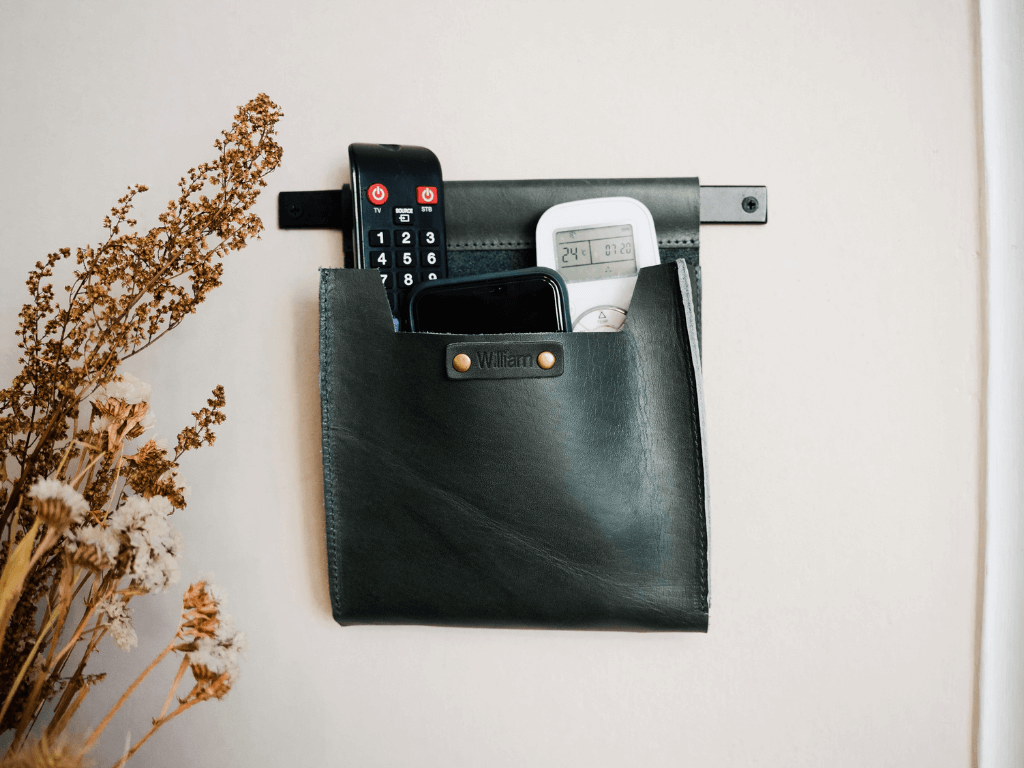 Small Leather Wall Pocket OrganizerGreenGaucholife