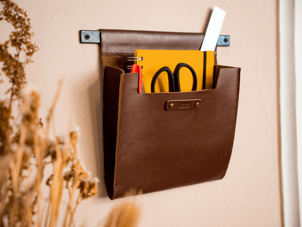 Medium Leather Wall Pocket OrganizerBrownGaucholife