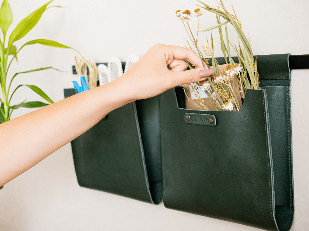 Medium Leather Wall Pockets OrganizersGreenGaucholife