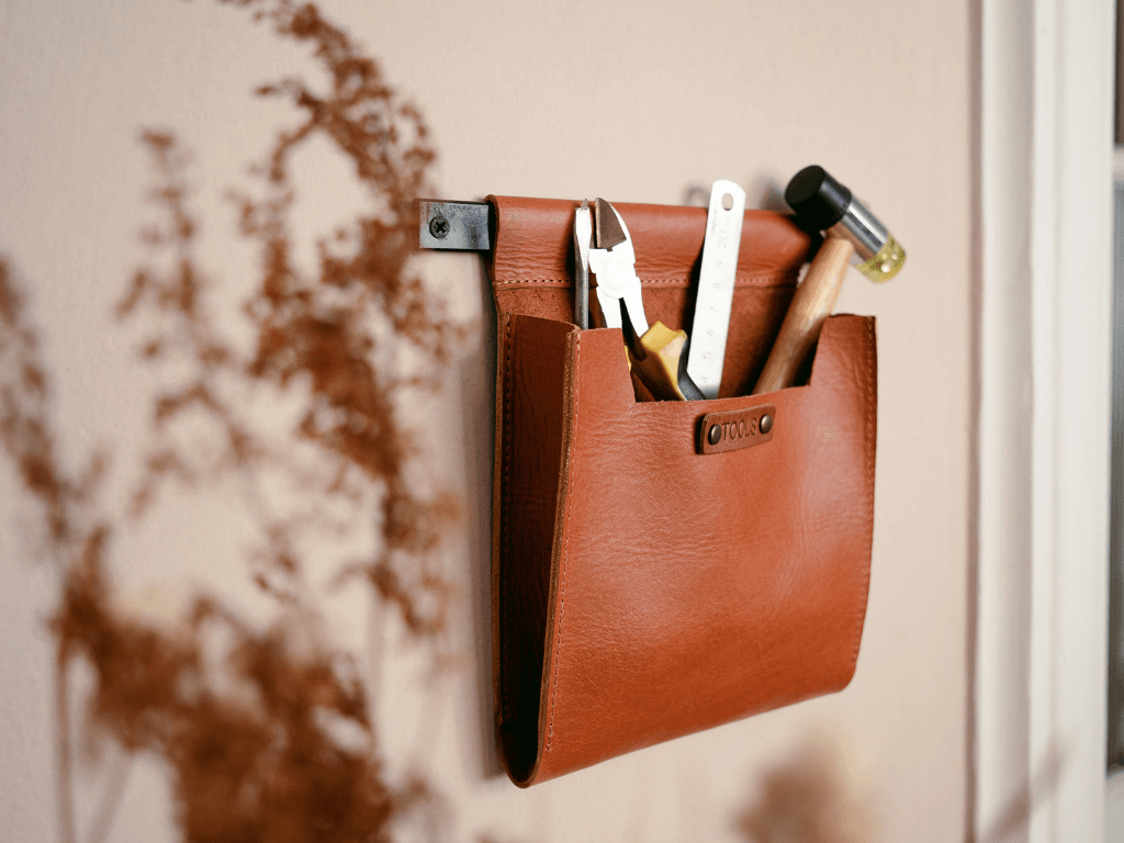 Small Leather Wall Pocket OrganizerTanGaucholife