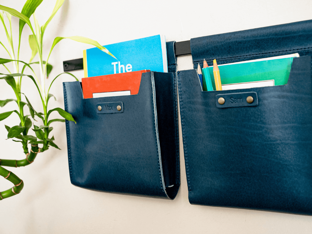 Small Leather Wall Pockets OrganizerBrownGaucholife