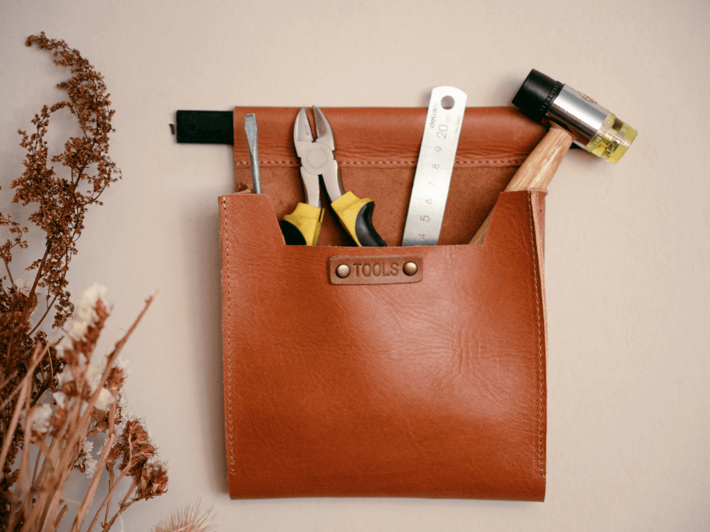 Small Leather Wall Pocket OrganizerTanGaucholife